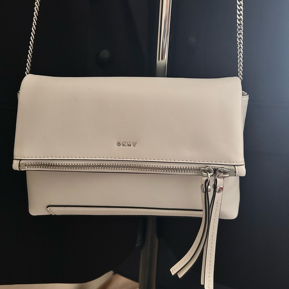 DKNY Cream Crossbody Bag with Chain Strap
